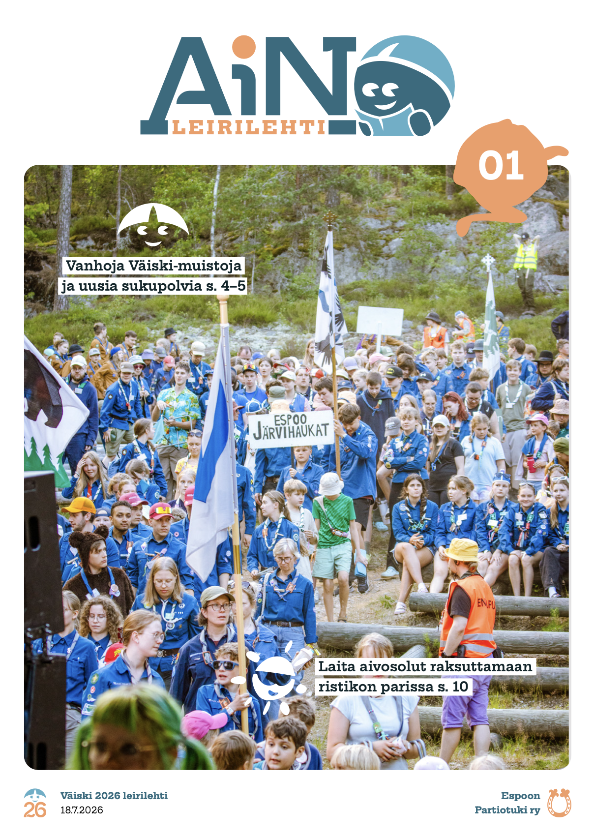 Aino-leirilehden ensimmäisen numeron kansi