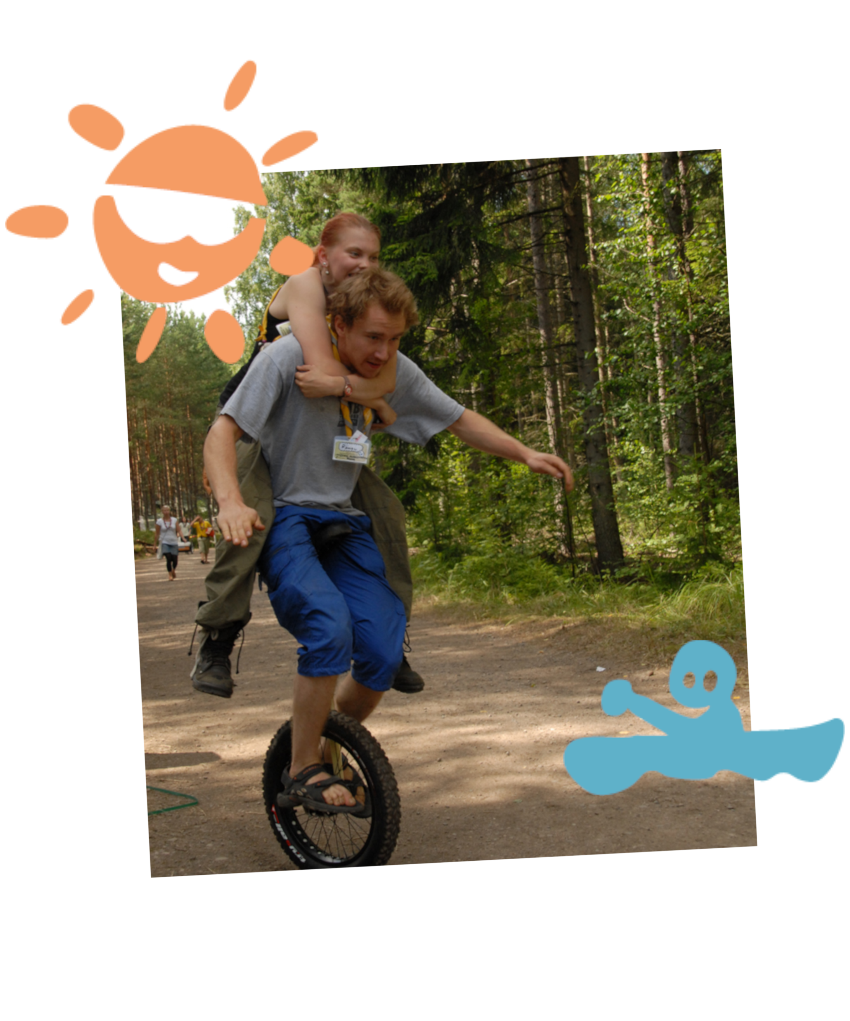 Samoaja kaartelee yksipyöräisellä